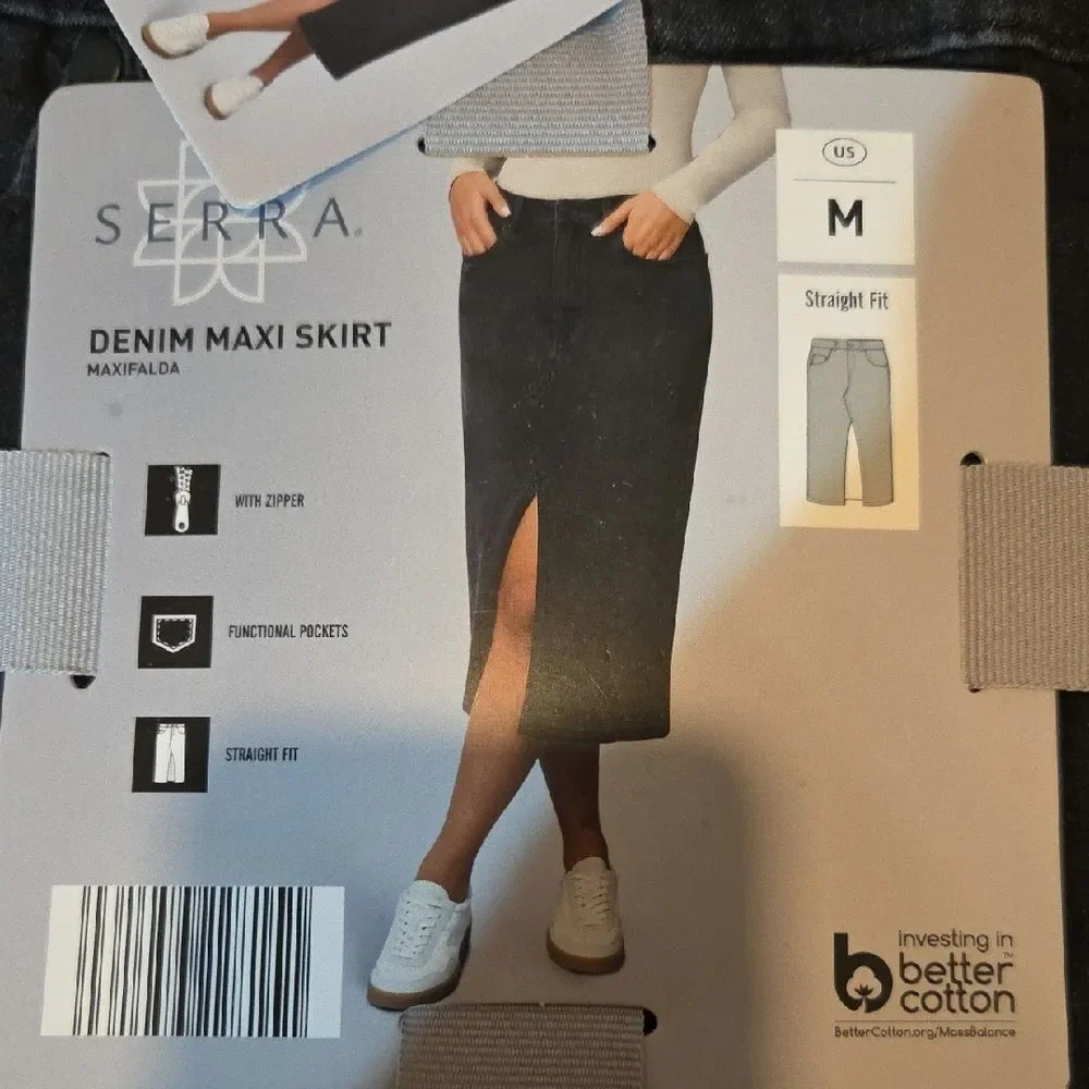 Serra Dark Gray Denim Maxi Skirt